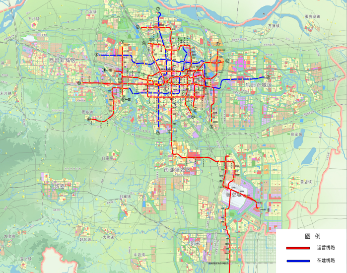 鄭州市市軌道交通在建運營線路圖